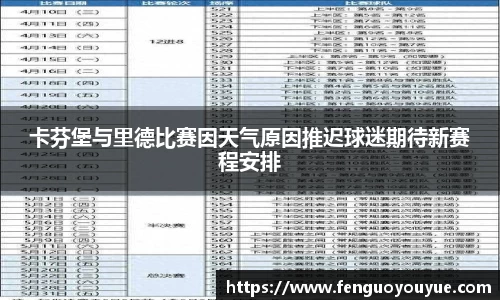 卡芬堡与里德比赛因天气原因推迟球迷期待新赛程安排